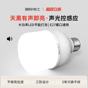 国际电工声光控灯楼道感应灯楼梯间入户门口E27螺口小灯泡led节能