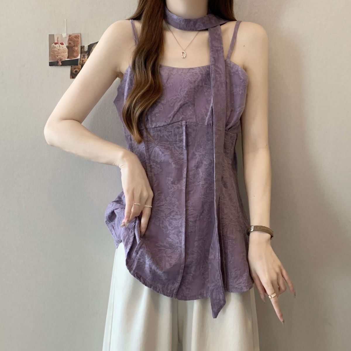 大码提花吊带背心女夏法