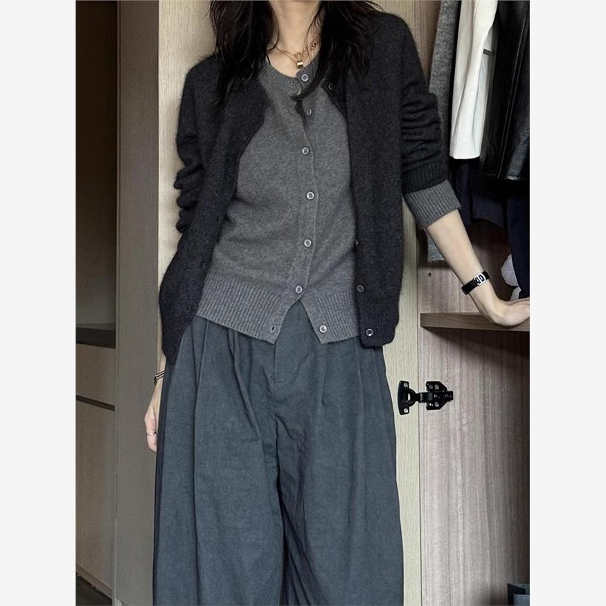 塔丹奴秋季穿搭假两件针织毛衣外套女新款高级感毛衣开衫秋冬上衣