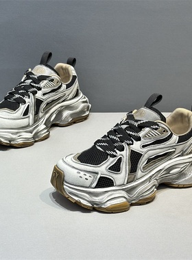 增高休闲运动男潮鞋2025夏季新款网面透气潮流青年厚底轻奢老爹鞋