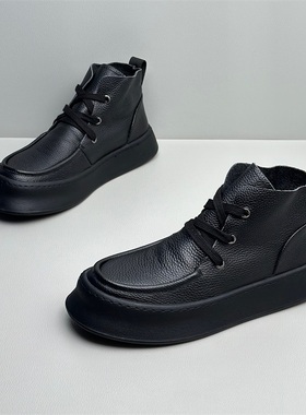 一年四季都能穿的马丁靴~纯皮软底软面英伦风男款时尚高帮工装靴