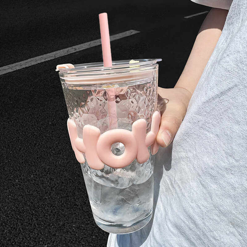 玻璃杯女高颜值2025新款吸管杯子