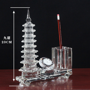 水晶文昌塔13层笔筒时钟时来运转办公室摆放学生书房礼物书桌摆件