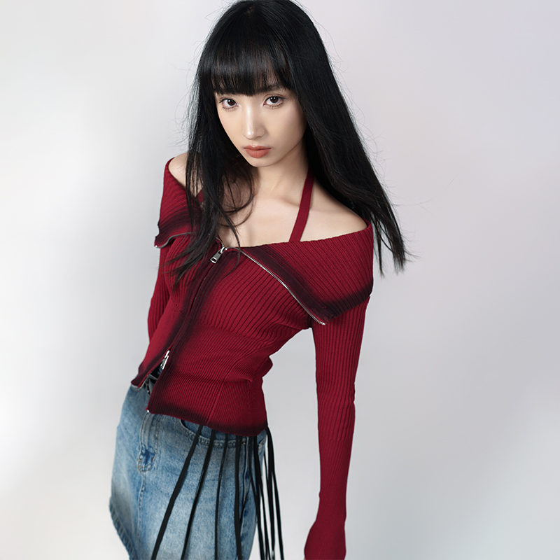 LOU&ZING翻领修身渐变毛衣