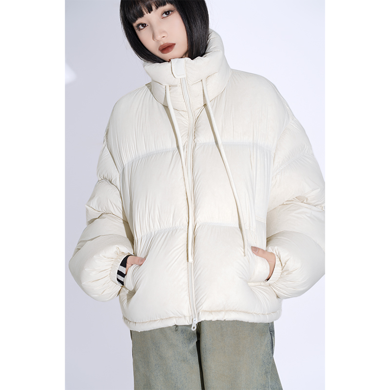 LOUZING短款立领小火山短款羽绒服女2025冬新款蓬松面包服外套潮