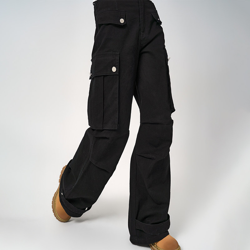 LOUZING2026新款女款酷飒风美式工装裤窄版直筒裤冬季宽松休闲裤