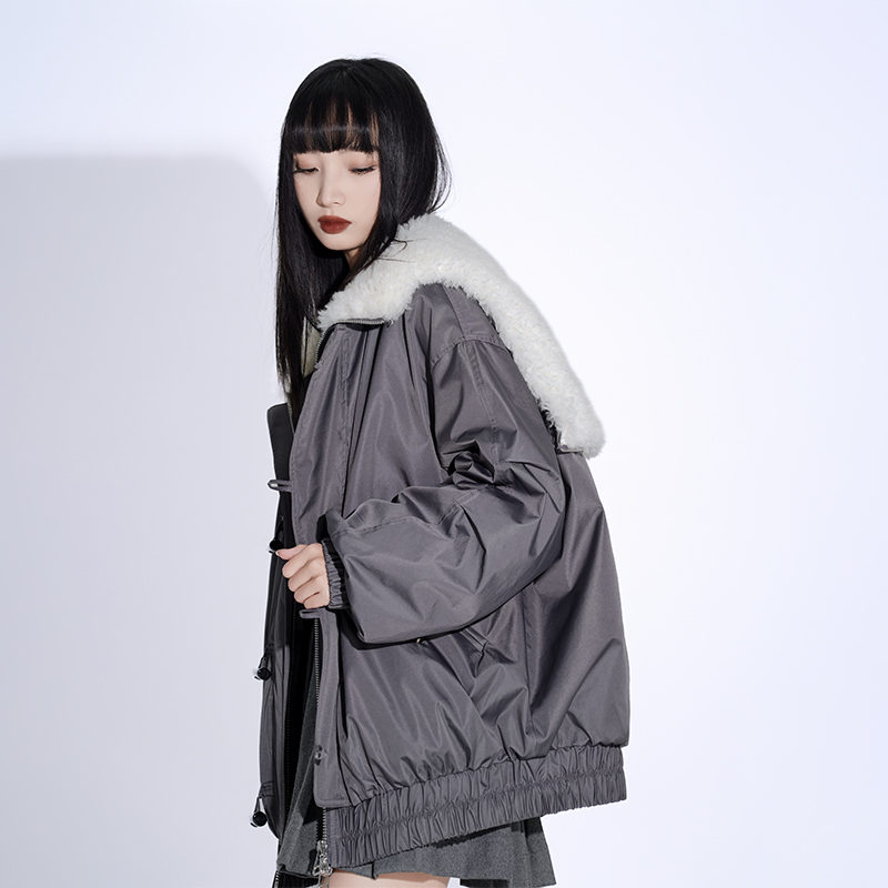 LOUZING常规大毛领连帽羽绒服