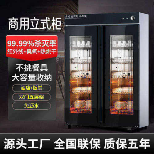 高端消毒柜商用餐饮饭店不锈钢消毒碗柜大容量热风循环立式双门