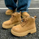 大黄靴厚底潮流翻毛黄色反毛原创短靴时尚 工装 靴男高帮美式 马丁靴