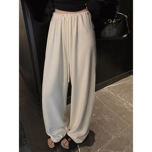 女 休闲裤 YOUMI 奶芙芙纸片人羊毛复合垂顺懒懒高腰阔腿裤