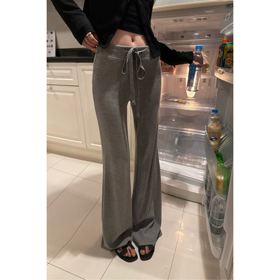 yuga拷边工艺懒懒瘦瘦喇叭裤女