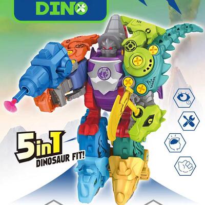5 IN 1 Children Assembly Dinosaur Transformation Dino Robot