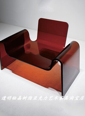 C1801透明合晶亚克力非树脂椅子设计师款别墅酒店会所家具工程