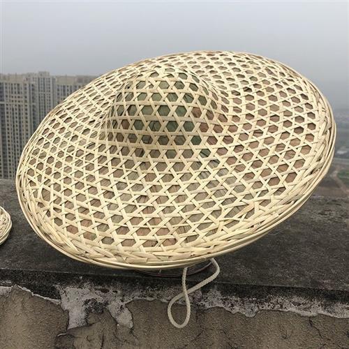 特价大檐竹编斗笠帽粽叶防雨遮阳帽钓鱼帽舞蹈道具装饰农民草帽男