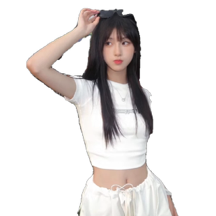 美式字母3D液态金属短袖t恤女夏季辣妹显瘦短款爵士跳舞露腰上衣