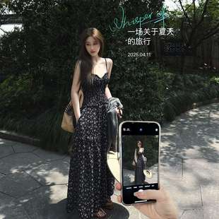 五一出游穿搭套装 女韩系温柔气质夏季 新款 碎花吊带连衣裙防晒开衫