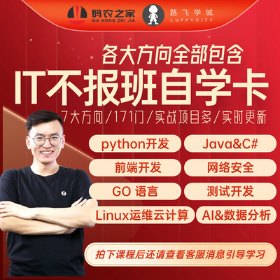 Python/Go/Java/Linux人工智能数据分析前端测试网安不报班自学卡