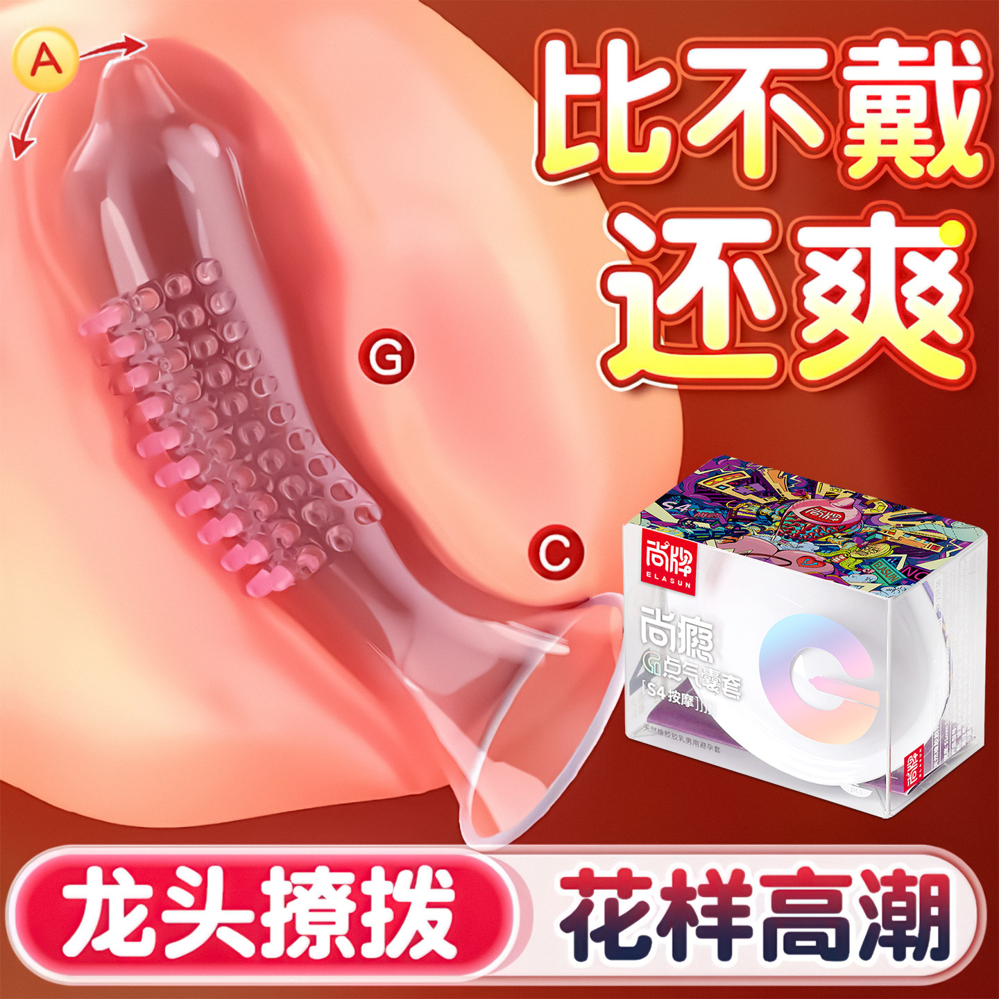 尚牌G点气囊避孕套S4龙头套加厚带刺大颗粒安全套男用情趣用正品