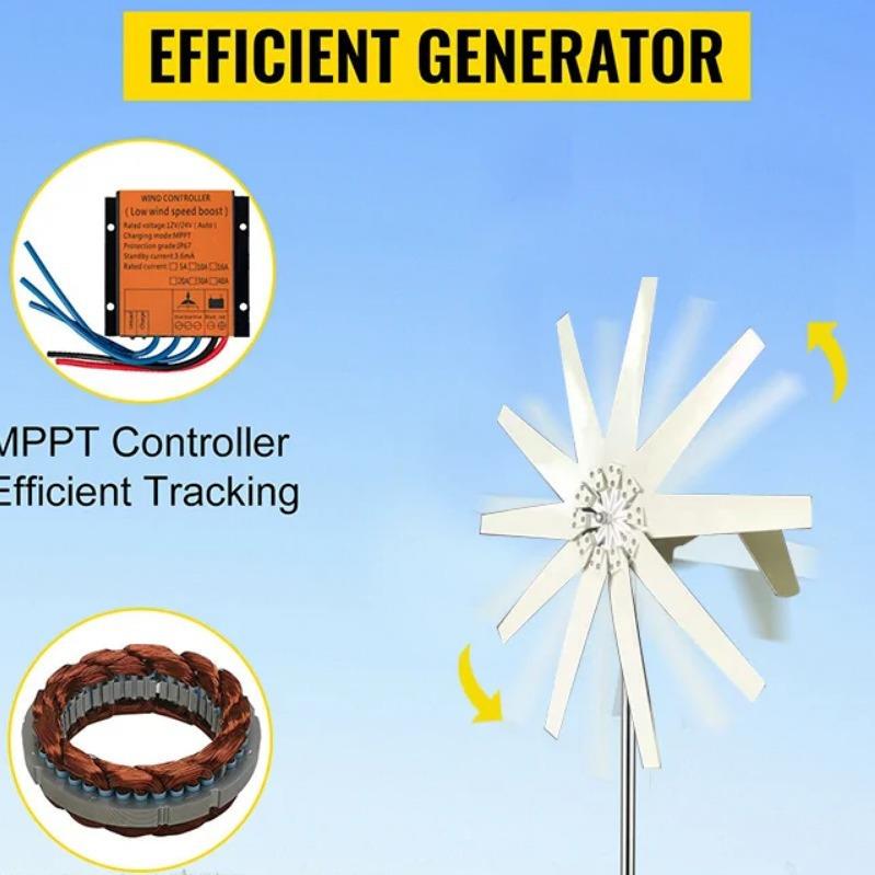 风力发电机10片12V24V风力控制器家用露营风力发电机套件-12V厂家