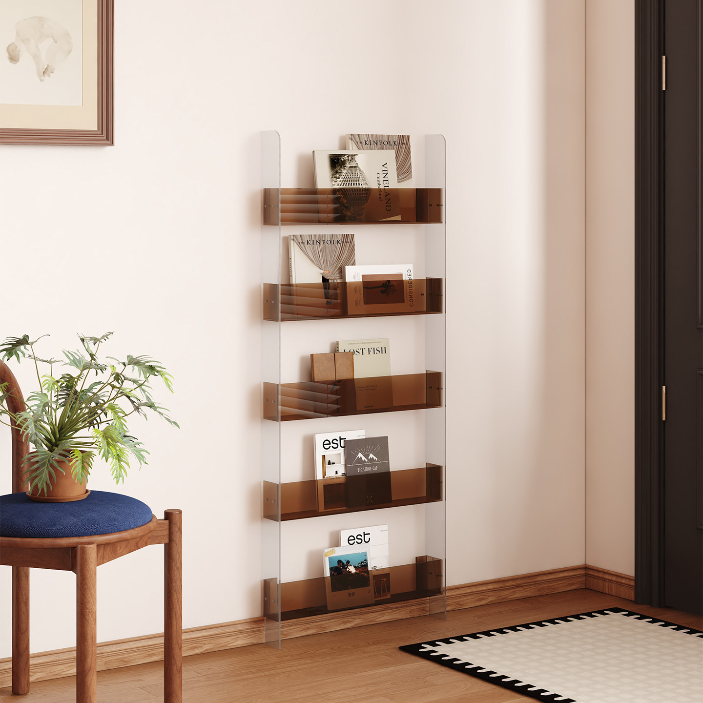 玄关过道超窄亚克力置物架多层收纳展示柜绘本杂志书架落地靠墙,住宅家具,搁板/置物架/家用陈列架,淘宝优惠券,粉丝福利购,淘宝优惠卷