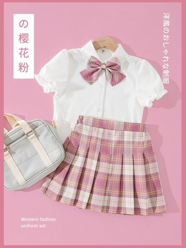 女童jk套装制服夏季儿童学院风裙子百褶裙学生校园园服班服表演服-封面