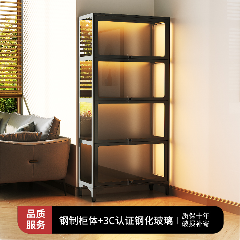 手办展示柜加高透明玻璃盲盒收纳柜适用乐高模型陈列柜痛柜储物柜