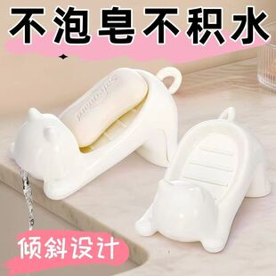 卡通肥皂盒沥水新款可爱猫咪创意浴室香皁盒洗手台化妆室置物架盒