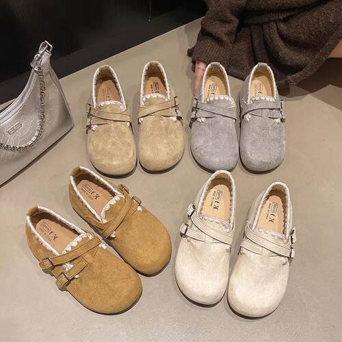 新品巨好看厚底内增高全包勃肯鞋女A2026新款春季一脚蹬乐福鞋复