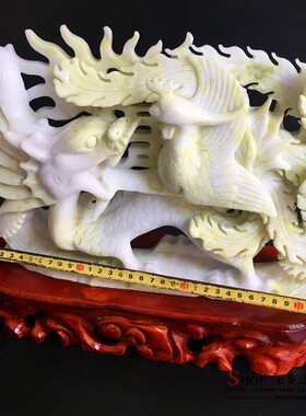 新品天然b岫玉龙凤呈祥摆件家居客厅办公室新房乔迁结婚礼物工艺