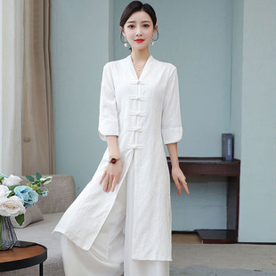 采耳师 上衣中式 新品 中国风禅服女复古禅意v茶服汉服改良旗袍唐装