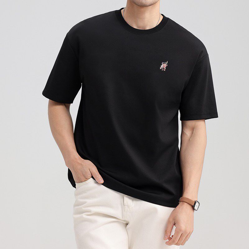 极速小领口白色短袖t恤男夏x季薄款时尚潮流修身打底体恤百搭半袖