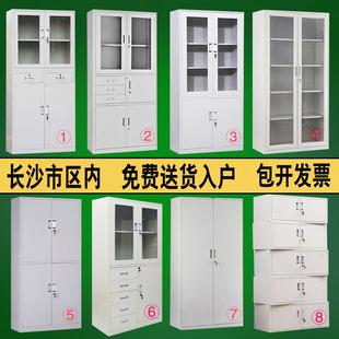 包邮 长沙厂家玻璃文件柜铁皮柜器械资料柜档案柜凭证办公柜带锁