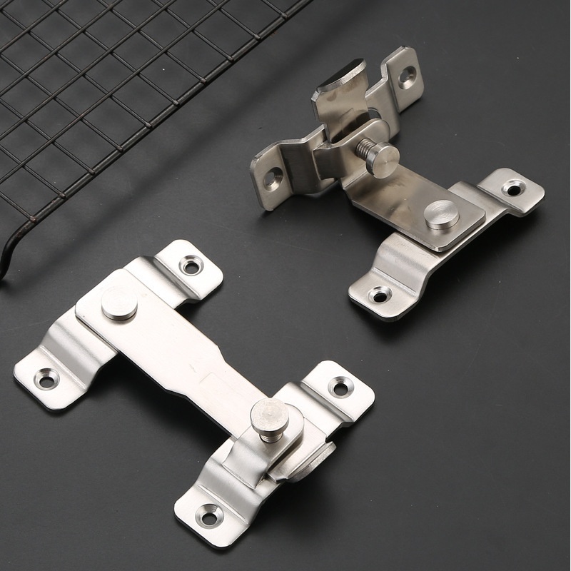 卫生间特大号不锈钢直角门扣锁扣 推拉门带锁不锈钢左右搭扣卡扣