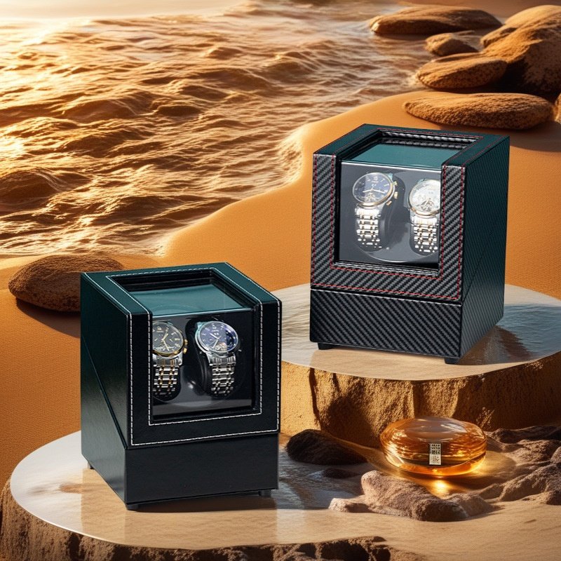 摇表器2位PU搖錶器双头碳纤维手表摇表器机械表自动手表盒现货