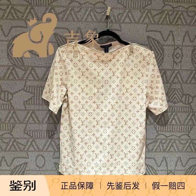 LV路易威登2024新款女装MONOGRAM 印花棉质平领短袖 T 恤1AFFYM