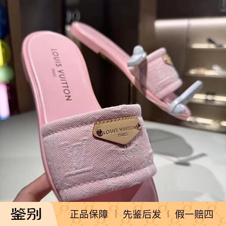 LV路易威登2025新款女鞋Monogram 丹宁布LILY 平底凉拖1AGX42