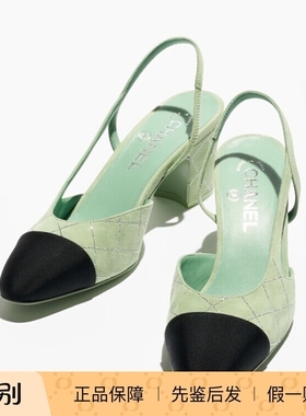 chanel香奈儿25P新款女鞋菱格纹水钻麂皮羊皮高跟凉鞋slingback