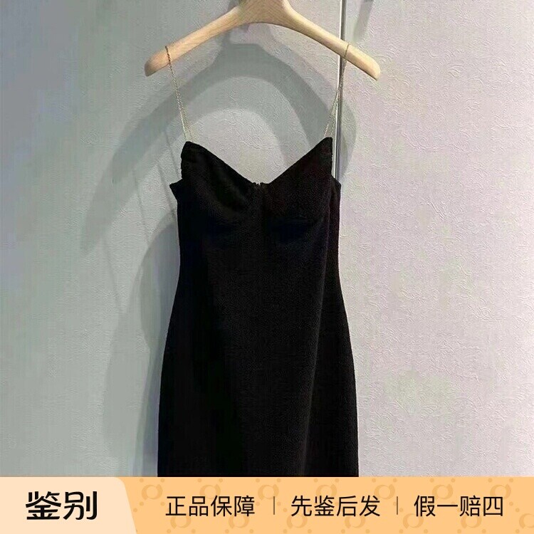 优雅连衣裙毛呢纯色修身吊带