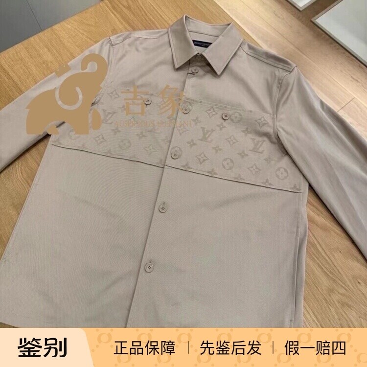 Lv路易威登2024新款男装植绒棉质休闲夹克式翻领长袖衬衫1AFBVS