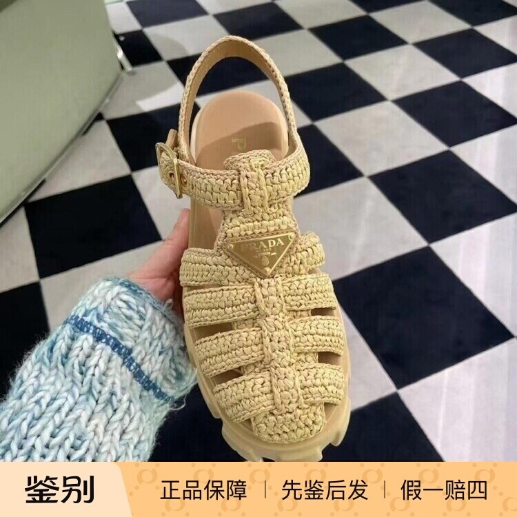普拉达2026新款钩编笼式罗马凉鞋