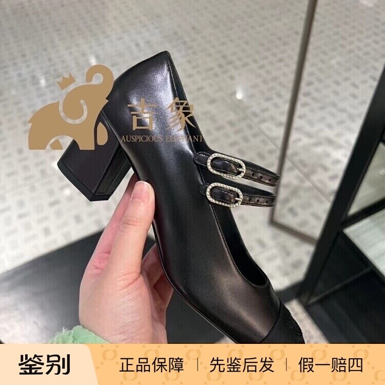 香奈儿24S新款黑色圆头高跟鞋