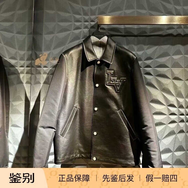 LV路易威登2024新款男装复古皮革锦纶教练衬衫式夹克外套1AGJB5
