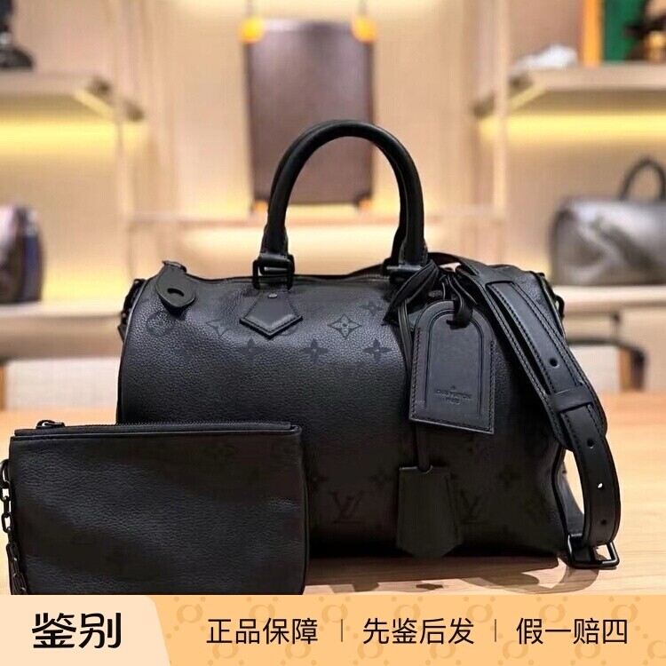 LV路易威登2025新款秀款黑色牛皮革SPEEDY P9 30手提单肩包M13904