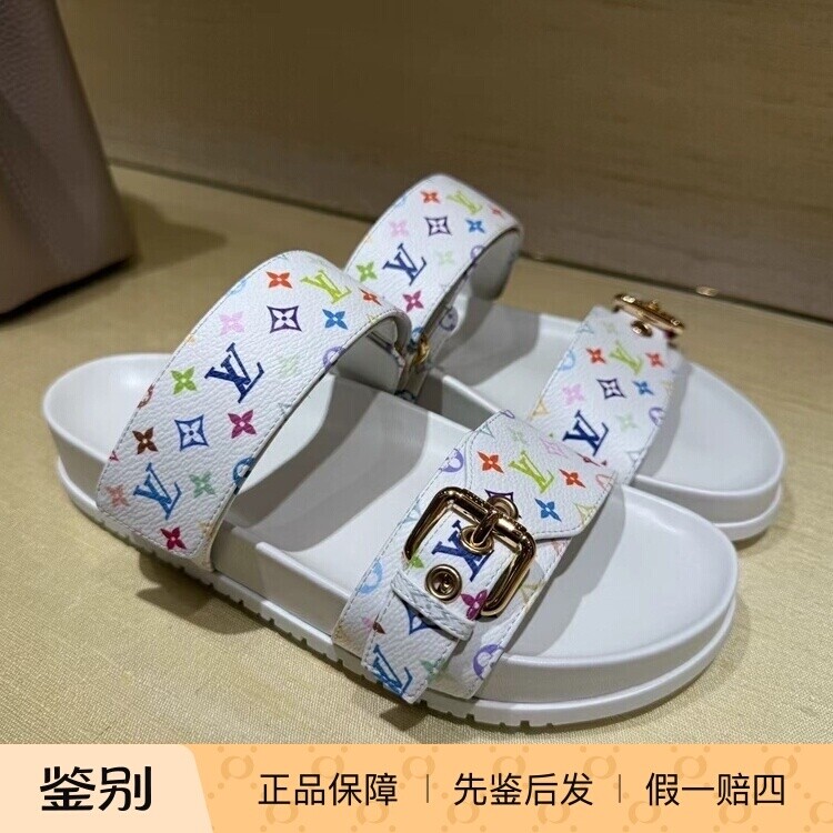 LV/路易威登2025新款女鞋限量村上隆LV x TM 白三彩拖鞋1AGXU3