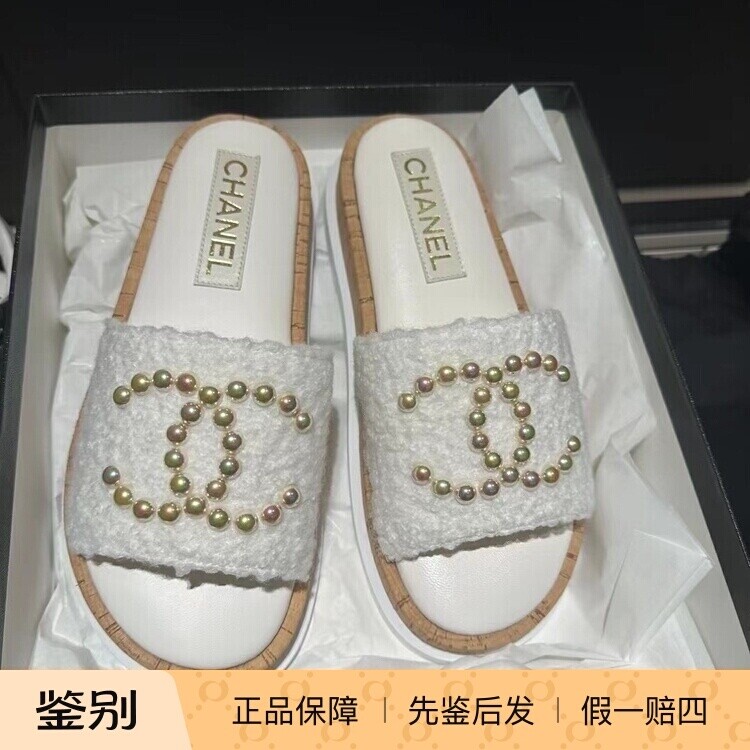 Chanel/香奈儿珍珠双C厚底拖鞋