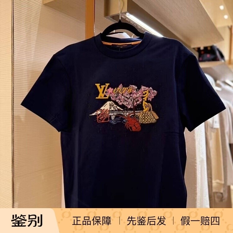 LV/路易威登2025新款男装纯棉图案刺绣 短袖T 恤1AIMKT
