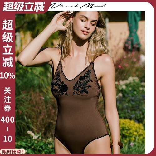 visualmood法式复古连体泳衣女