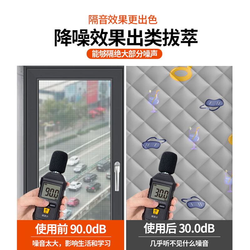 速发窗户玻璃隔音棉马路边消音神器临街卧室窗帘吸音棉睡觉专用窗