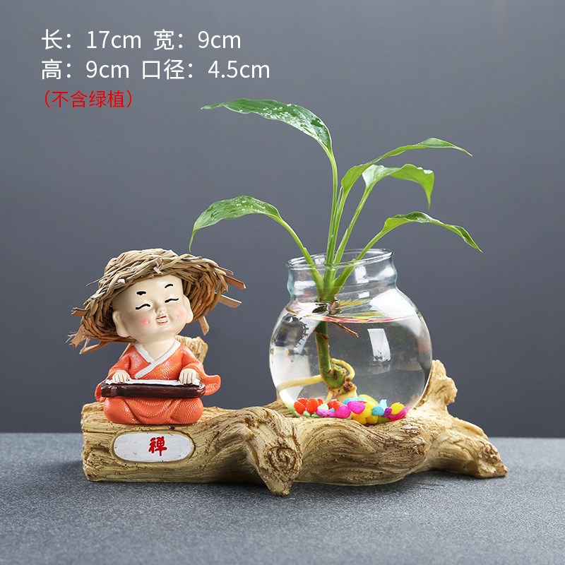 速发创意水瓷玻璃摆件水培玻璃小瓶多肉陶养花盆绿萝家居办公桌花