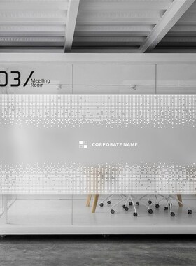 速发玻璃磨砂意电贴办静室门腰线简约装饰创公几何图案贴纸膜
